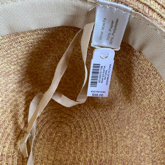NWT Rare! Boho Boston Proper beaded, charms- woven tan floppy sun hat. - Picture 10 of 12